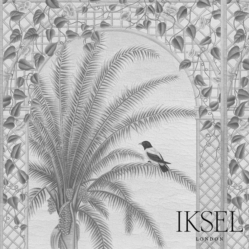 Schumacher Trellis Exotica Grey Tones Wallpaper IK6602