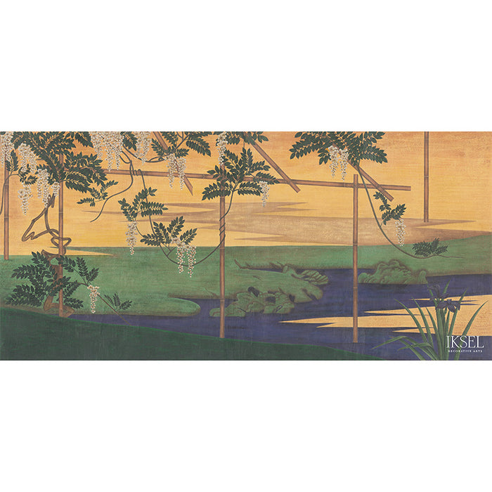 Schumacher Wisteria In Landscape Gouache Wallpaper IK6700