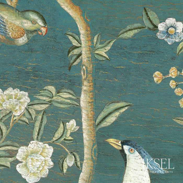 Schumacher Dutch Tree Of Life Teal Wallpaper IK6902