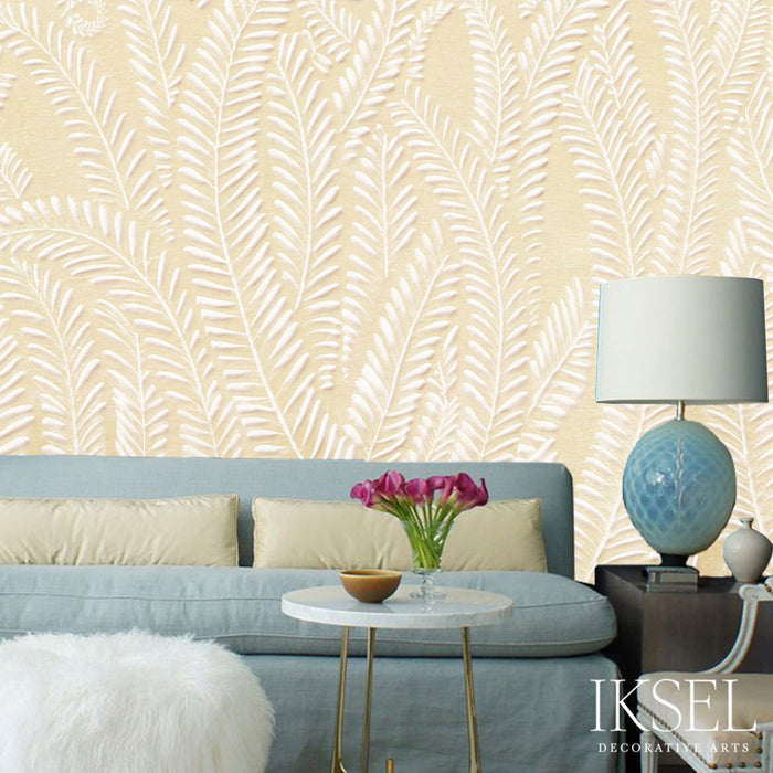 Schumacher Art Deco Fern Chamois Wallpaper IK7100