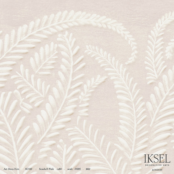 Schumacher Art Deco Fern Seashell Pink Wallpaper IK7103