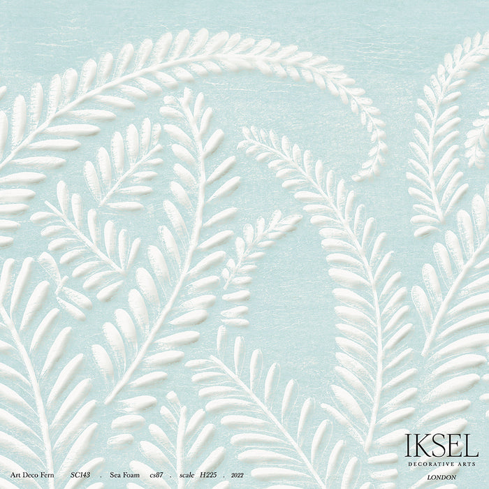 Schumacher Art Deco Fern Sea Foam Wallpaper IK7106