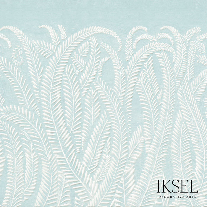 Schumacher Art Deco Fern Sea Foam Wallpaper IK7106