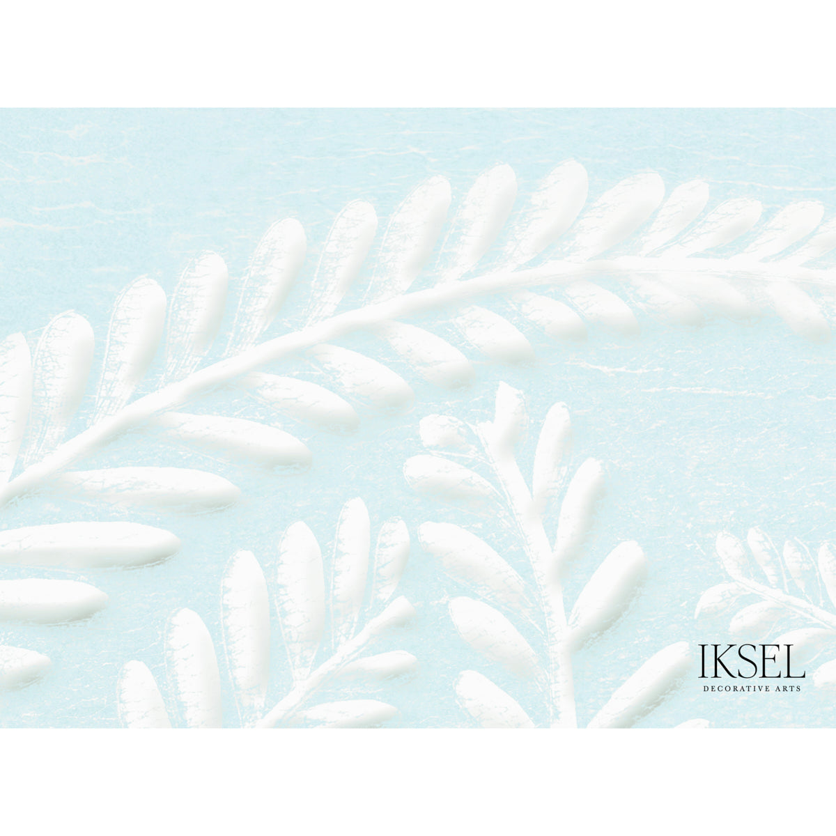 Schumacher Art Deco Fern Ice Blue Wallpaper IK7107