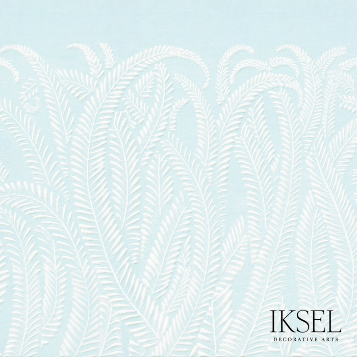 Schumacher Art Deco Fern Ice Blue Wallpaper IK7107