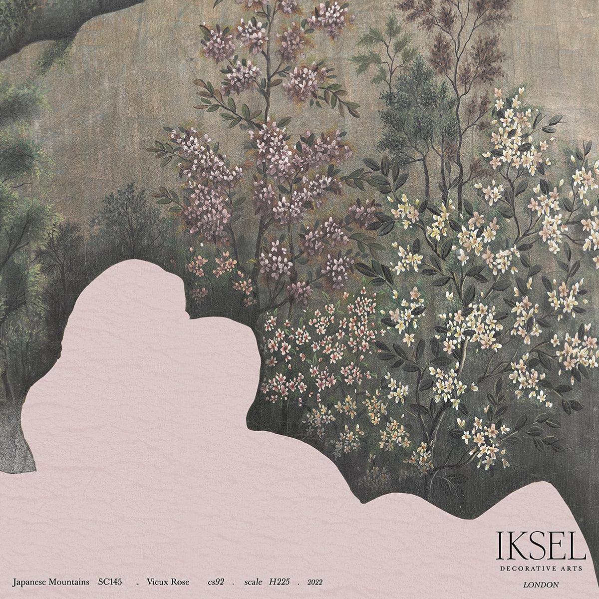 Schumacher Japanese Mountains Vieux Rose Wallpaper IK7301