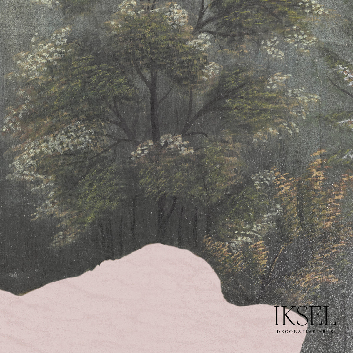 Schumacher Japanese Mountains Vieux Rose Wallpaper IK7301