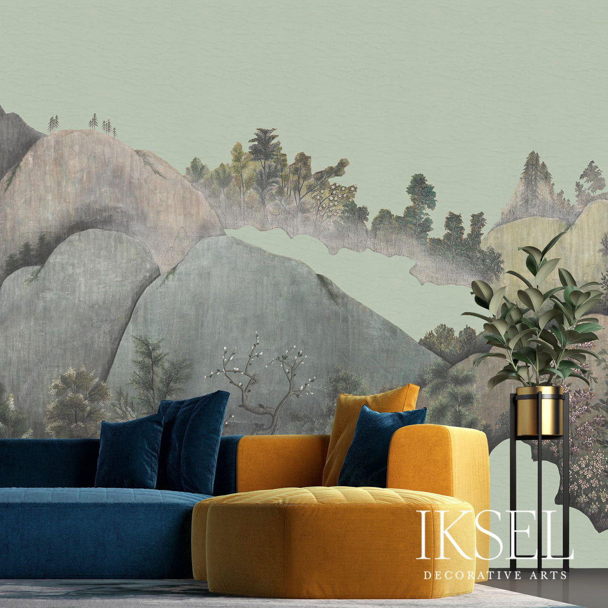 Schumacher Japanese Mountains Opaline Wallpaper IK7302