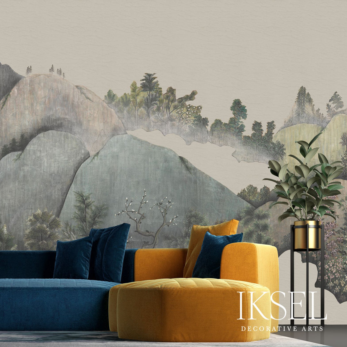 Schumacher Japanese Mountains Mist Wallpaper IK7303