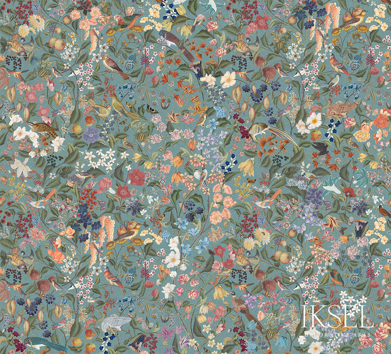 Schumacher Blooming Fantasy Beryl Blue Wallpaper IK8001