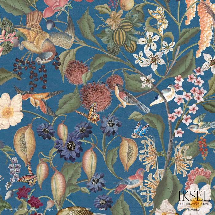 Schumacher Blooming Fantasy Lapis Blue Wallpaper IK8002