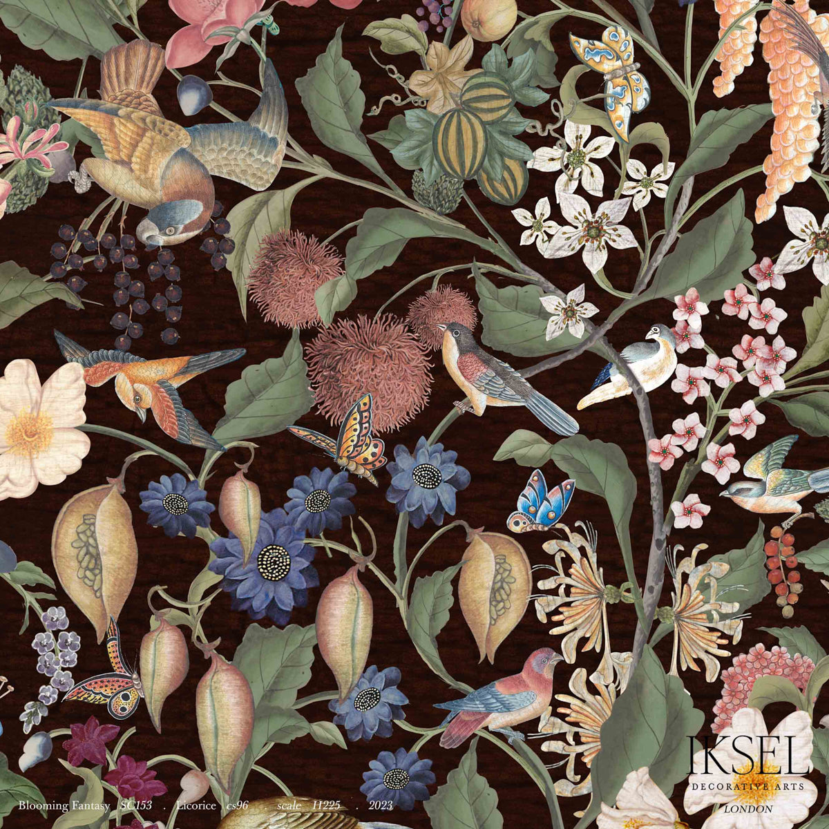 Schumacher Blooming Fantasy Licorice Wallpaper IK8004