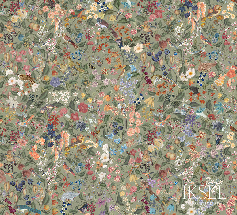 Schumacher Blooming Fantasy Olive Wallpaper IK8006