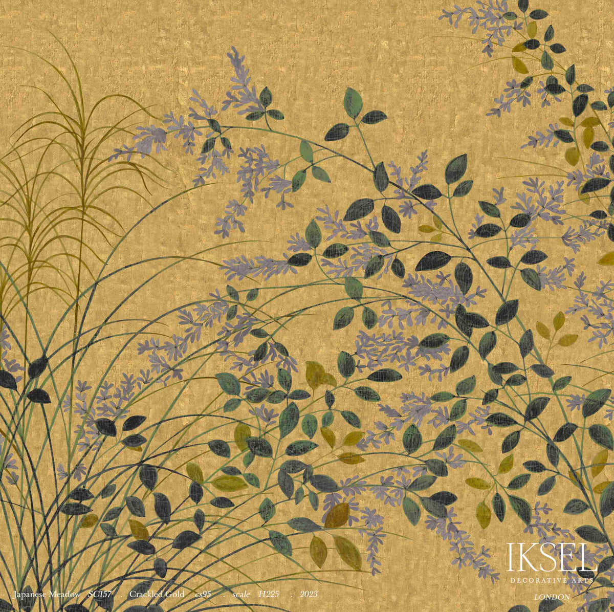 Schumacher Japanese Meadow Crackled Gold Wallpaper IK8200