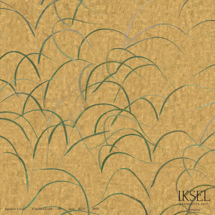 Schumacher Japanese Grass Crackled Gold Wallpaper IK8302