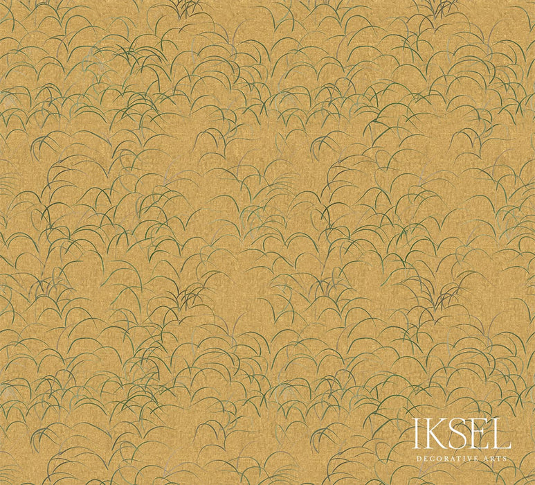 Schumacher Japanese Grass Crackled Gold Wallpaper IK8302