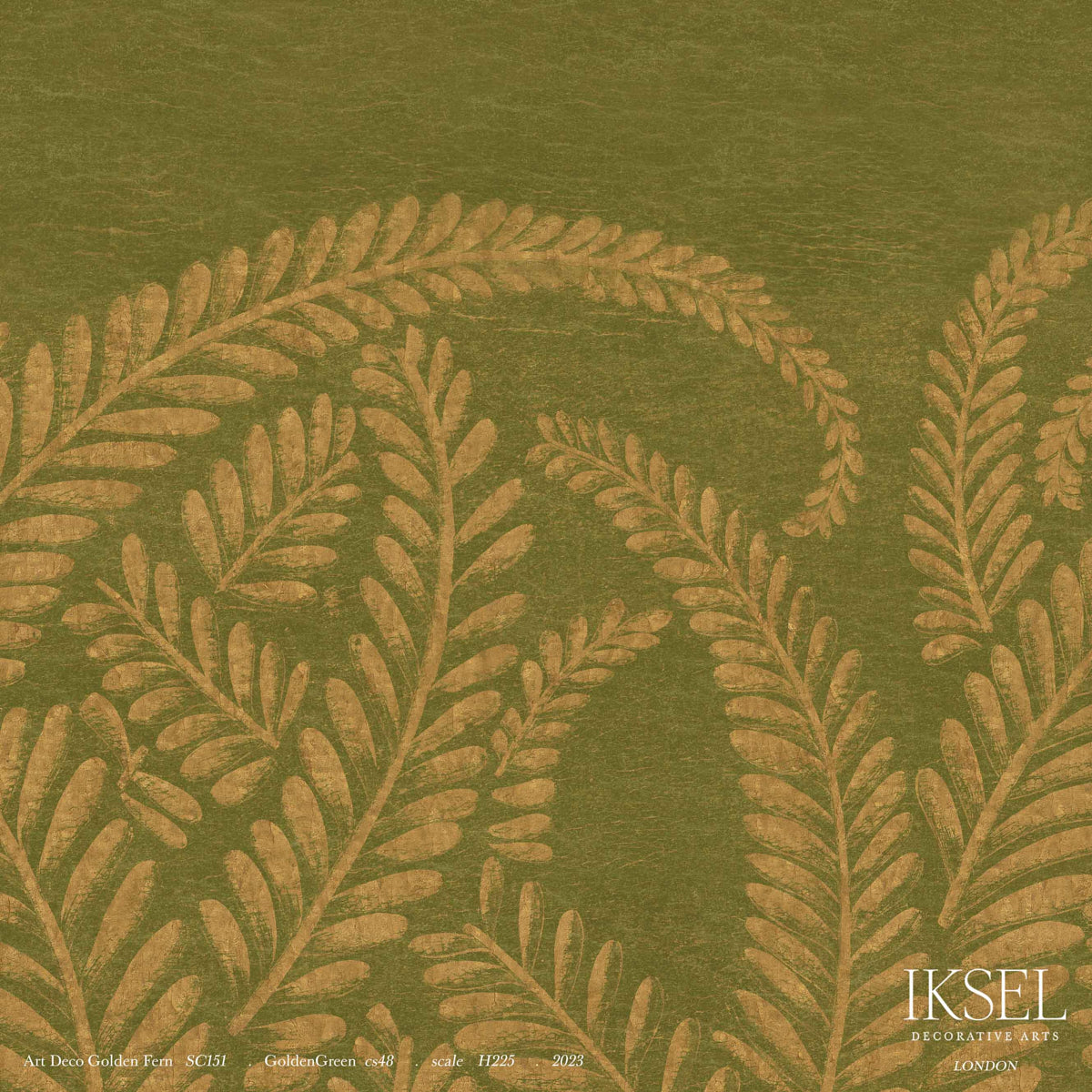 Schumacher Art Deco Golden Fern Golden Green Wallpaper IK8400