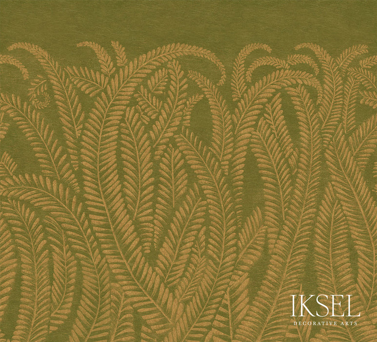 Schumacher Art Deco Golden Fern Golden Green Wallpaper IK8400