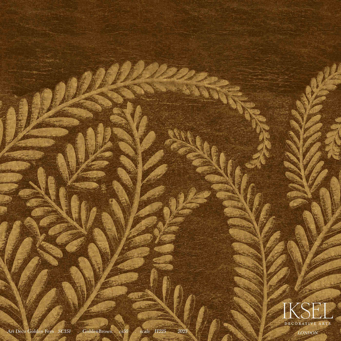 Schumacher Art Deco Golden Fern Golden Brown Wallpaper IK8401