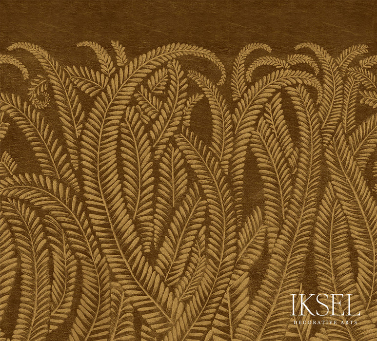 Schumacher Art Deco Golden Fern Golden Brown Wallpaper IK8401