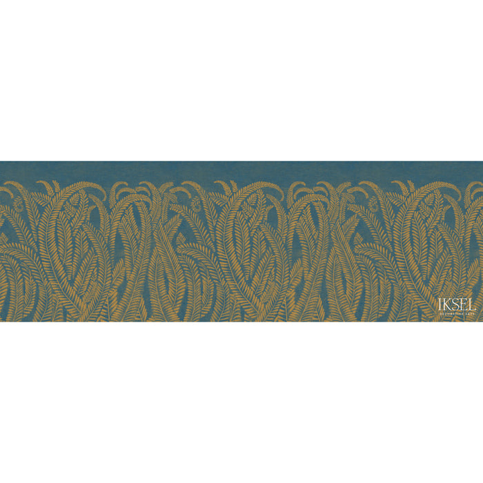 Schumacher Art Deco Golden Fern Golden Blue Wallpaper IK8402