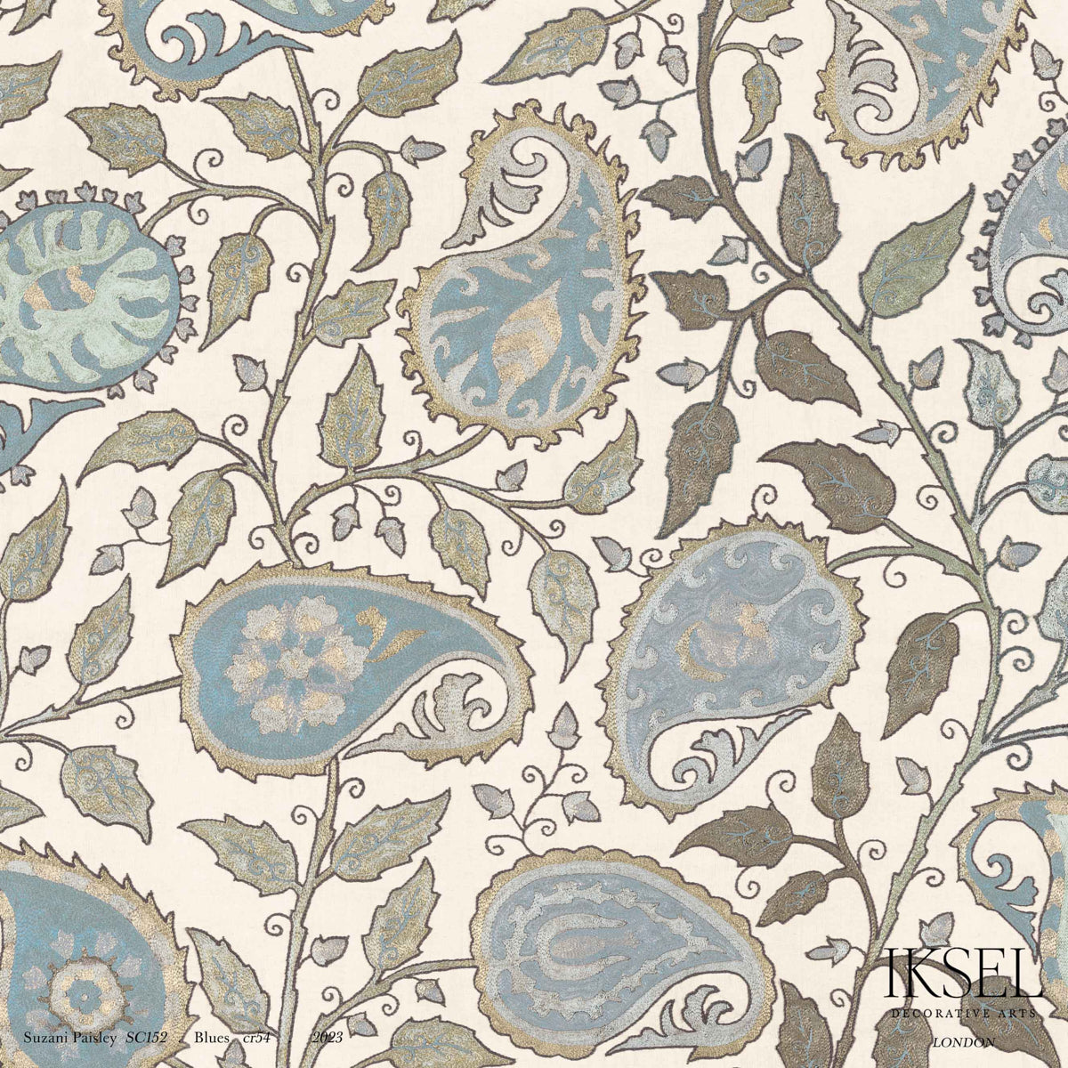 Schumacher Suzani Paisley Blues Wallpaper IK8700