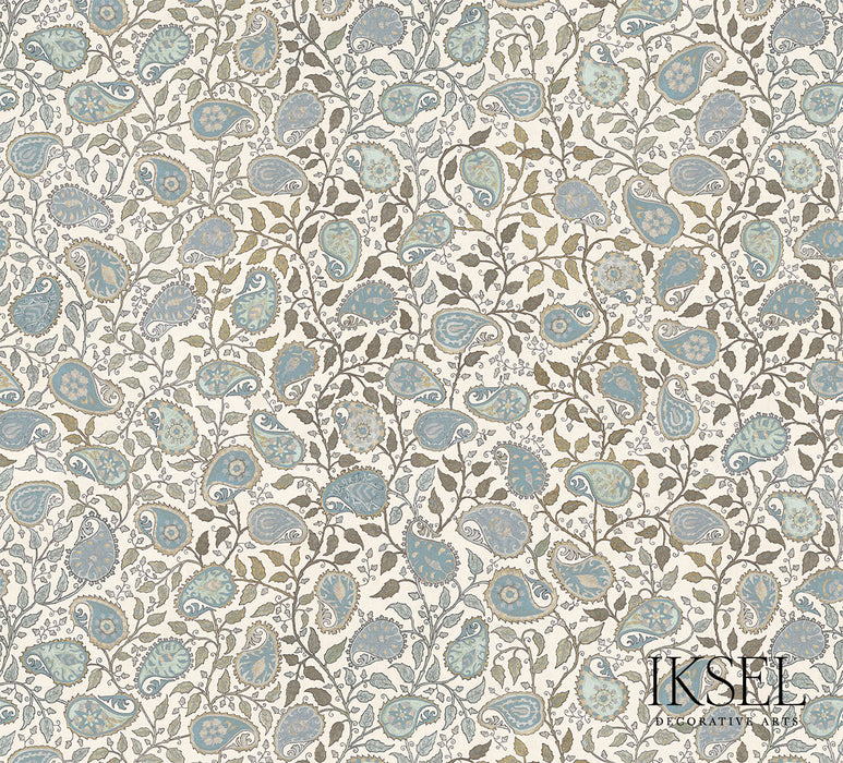 Schumacher Suzani Paisley Blues Wallpaper IK8700