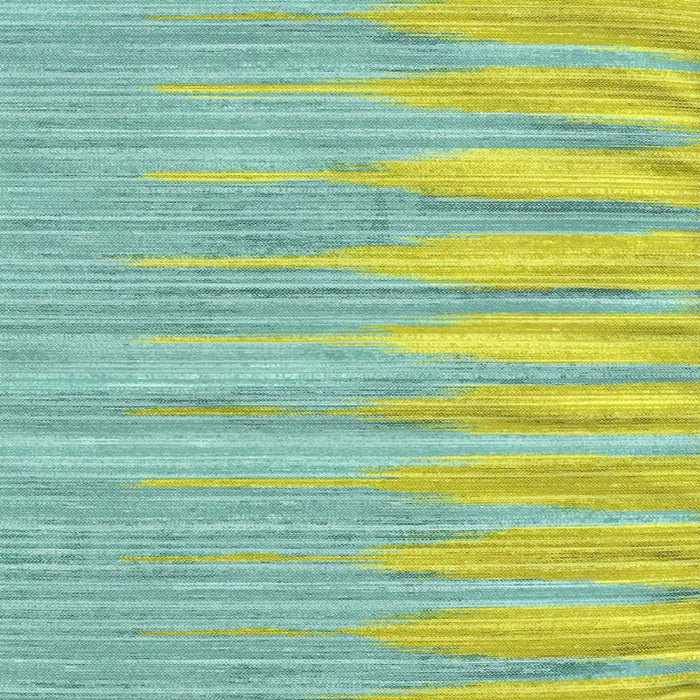 Quadrille Ikat Stripe Two Color Turquoise / Asperge Fabric Sample 306580F-04