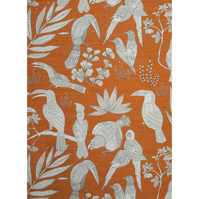 Brunschwig & Fils Silk Bird Arancia Fabric Sample JAG-50063.212.0