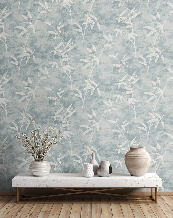 Seabrook Designs Honshu Bamboo Blue Smoke Wallpaper JP10912