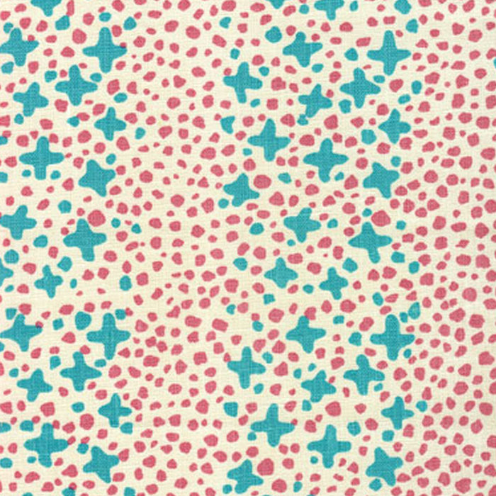 Alan Campbell Jacks Ii Turquoise Pink Dots Fabric Sample AC220-01