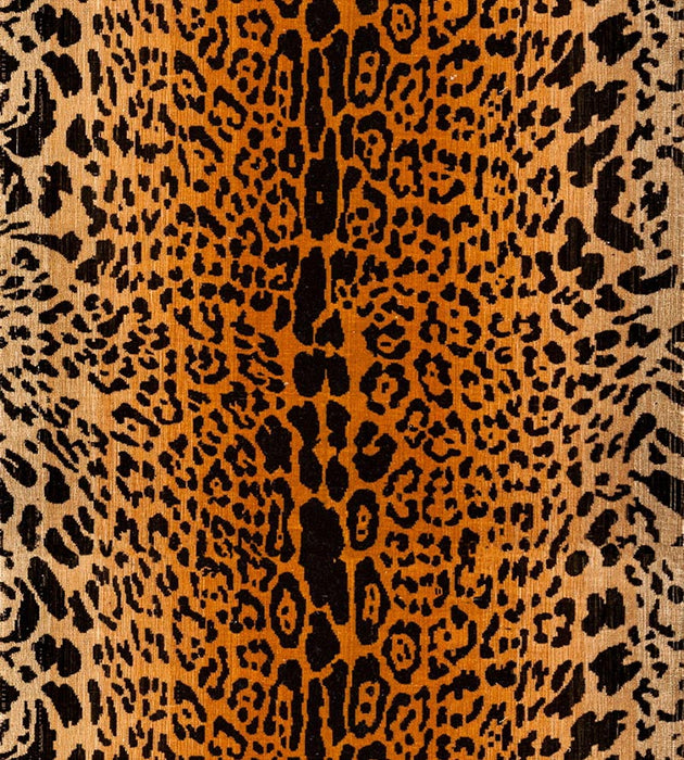 Old World Weavers Leopard - Silk - Handwoven Black On Gold Fabric K0 00013352