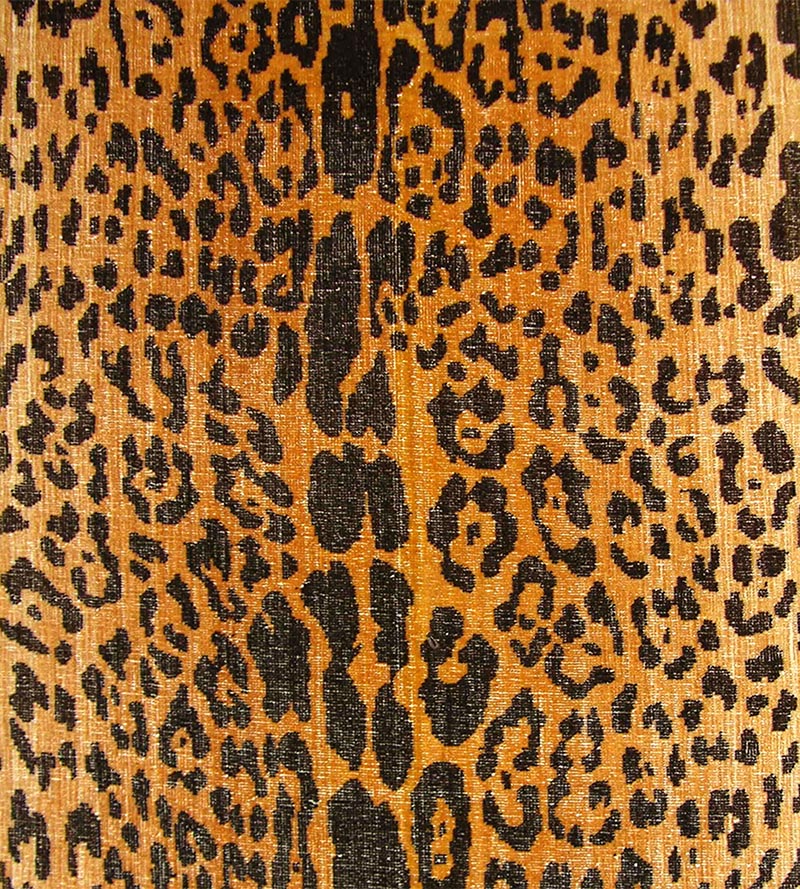 Old World Weavers Leopard - Silk - Handwoven Black On Gold Fabric K0 00013352