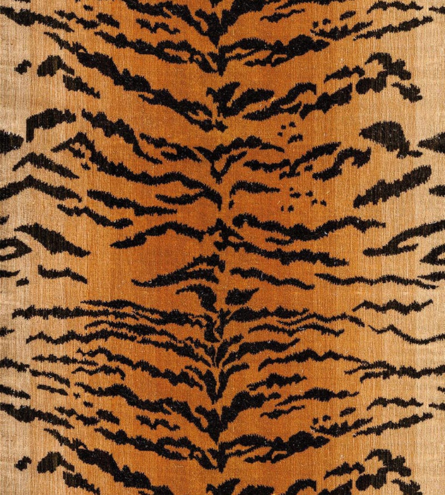 Old World Weavers Tiger - Silk - Handwoven Black On Gold Fabric Sample K0 00013353