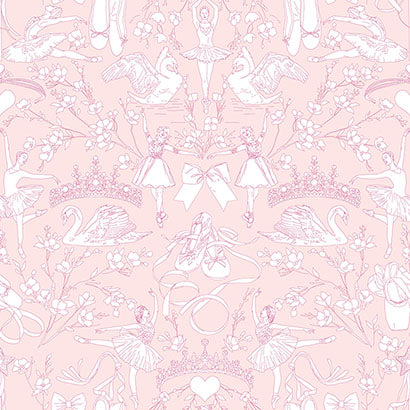 York Ballet Toile Bright Pink Wallpaper KI0500