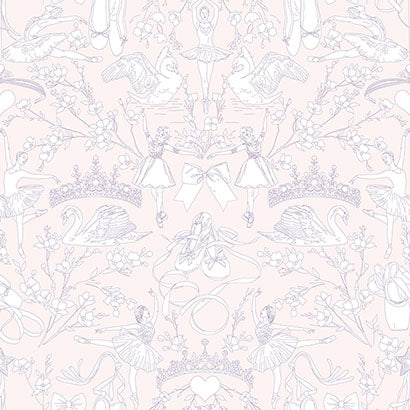 York Ballet Toile Pearl & Pink Wallpaper KI0501