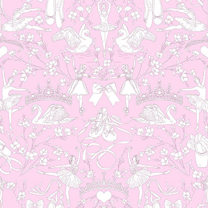 York Ballet Toile Orchid Wallpaper KI0502