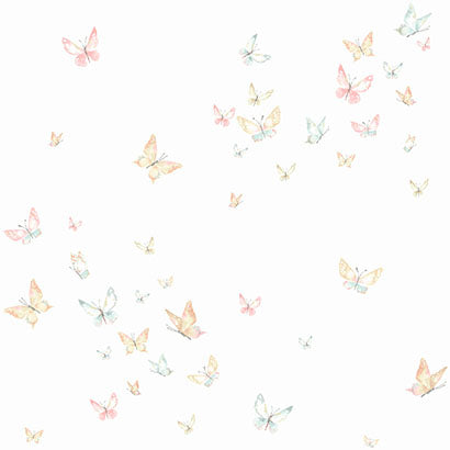 York Watercolor Butterflies Peach & Aqua Wallpaper KI0524