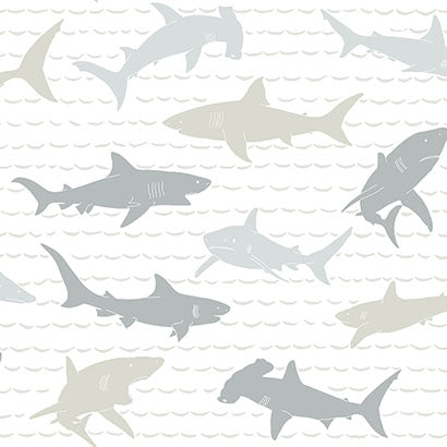 York Shark Charades Neutral Wallpaper KI0565