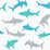 York Shark Charades Teal & Silver Wallpaper KI0567