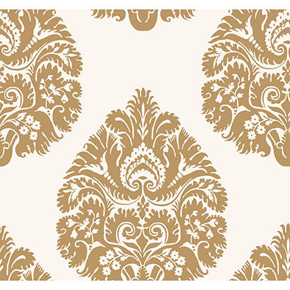 York Teardrop Damask Gold Wallpaper KT2141