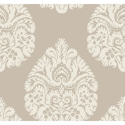 York Teardrop Damask Beige Wallpaper KT2142