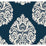 York Teardrop Damask Navy Wallpaper KT2143