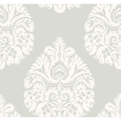 York Teardrop Damask Light Grey Wallpaper KT2145