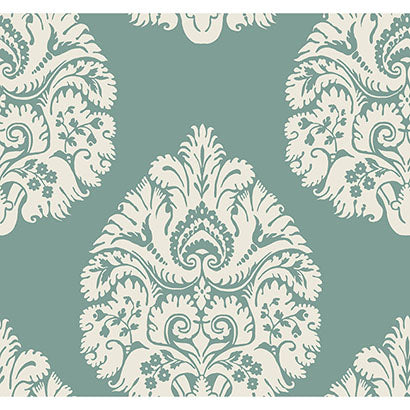 York Teardrop Damask Teal Wallpaper KT2146