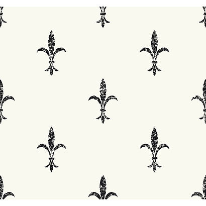 York Fleur De Lis White & Black Wallpaper KT2193