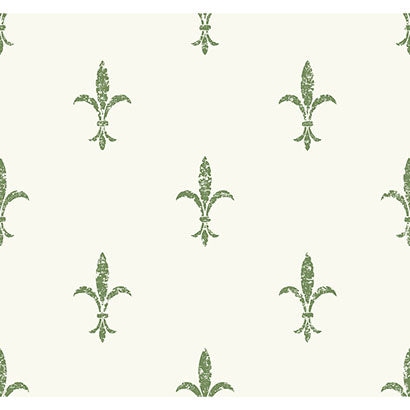 York Fleur De Lis White & Green Sample KT2194