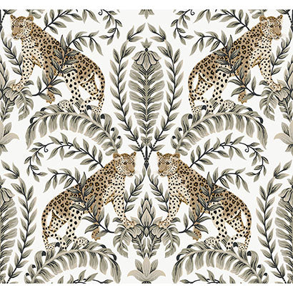 York Jungle Leopard White & Black Wallpaper KT2202