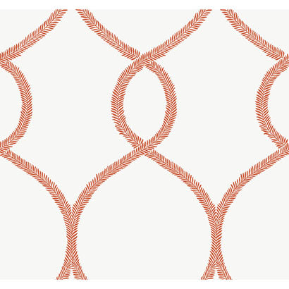 York Laurel Leaf Ogee Orange Wallpaper KT2236