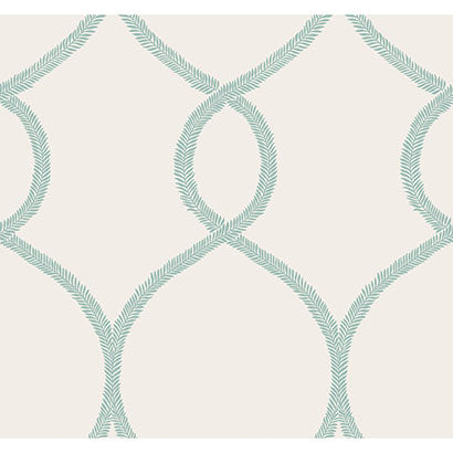 York Laurel Leaf Ogee Teal Wallpaper KT2238